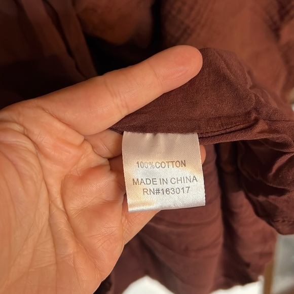 Brown Ruffled Maxi Dress 100% cotton gauze waffle earthy tone - Picture 15 of 15